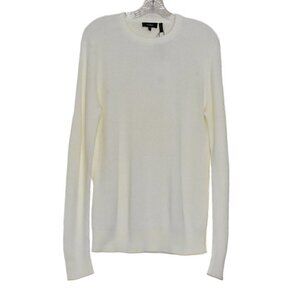 Theory Hilbet Crew Neck Long Sleeve Pullover Sweater Cream Size S